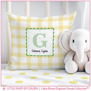 Almohada Monograma Personalizada de Gingham Amaril