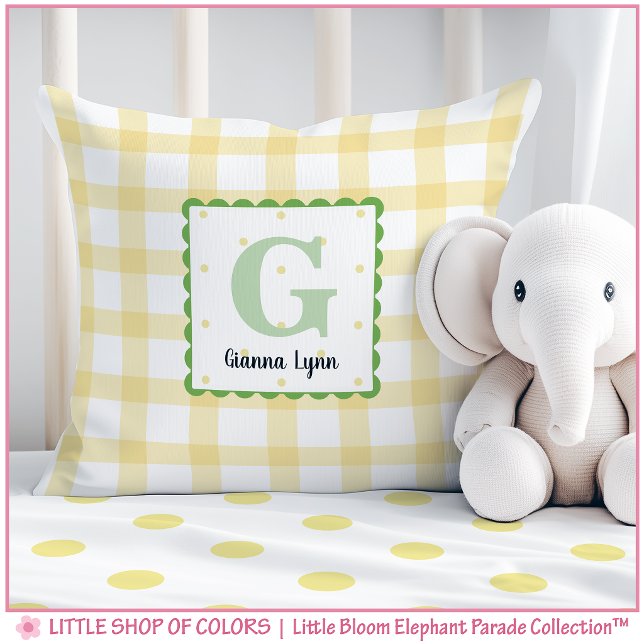 Almohada Monograma Personalizada de Gingham Amaril (Subido por el creador)