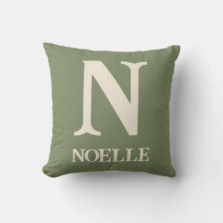 Almohada Monograma Personalizada Verde Salvia Boho