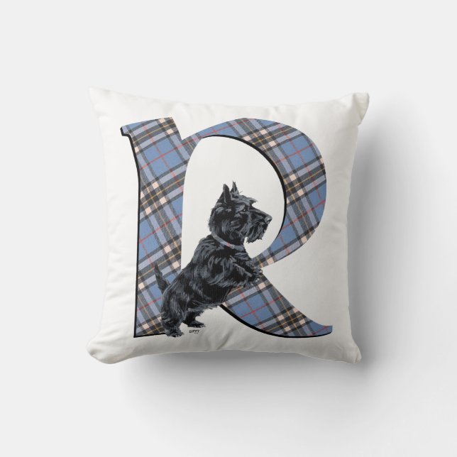 Almohada Monograma R de Terrier Escocés (Anverso)
