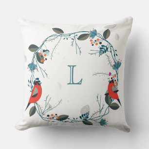 Almohada Monograma Y Personalizado De Pájaro