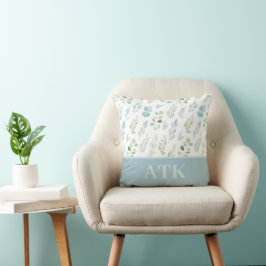 Almohada monogramada con hoja de acuarela