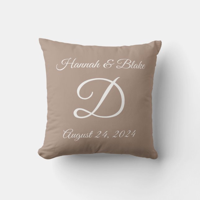 Almohada monogramada de boda o aniversario (Anverso)