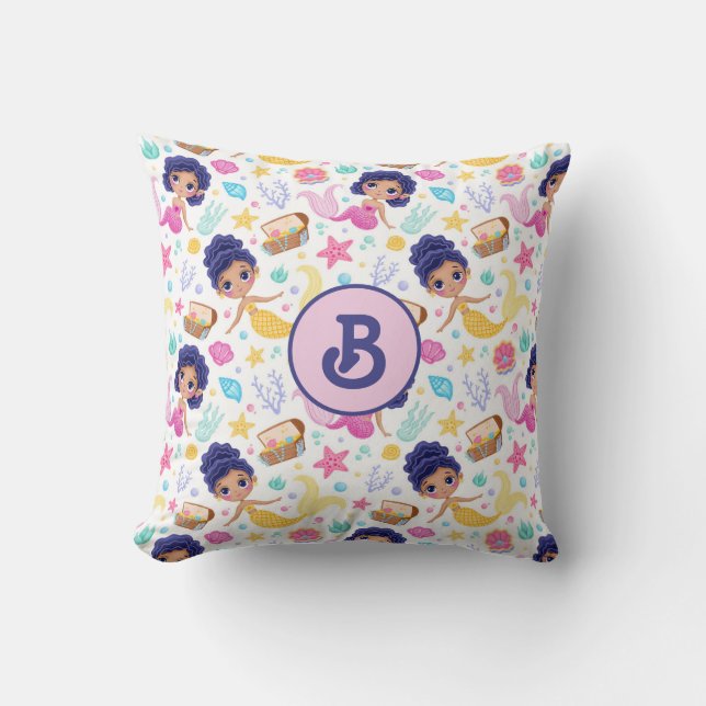 Almohada monogramada de vida de sirena (Anverso)