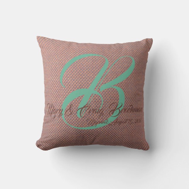Almohada monogramada para pareja boda (Anverso)