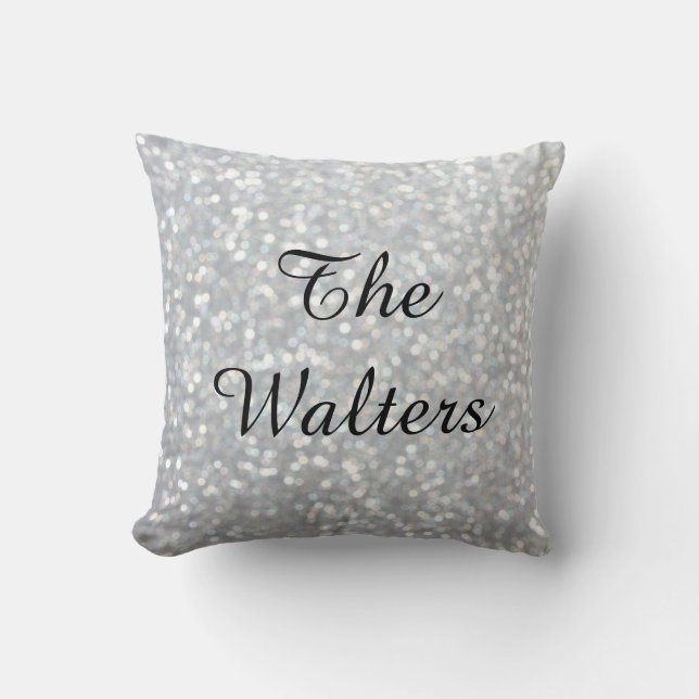 Almohada Monogramada Sparkly Silver (Anverso)