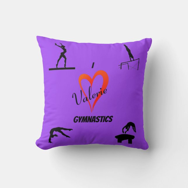 Almohada Morada de Gimnasia para Chicas (Anverso)
