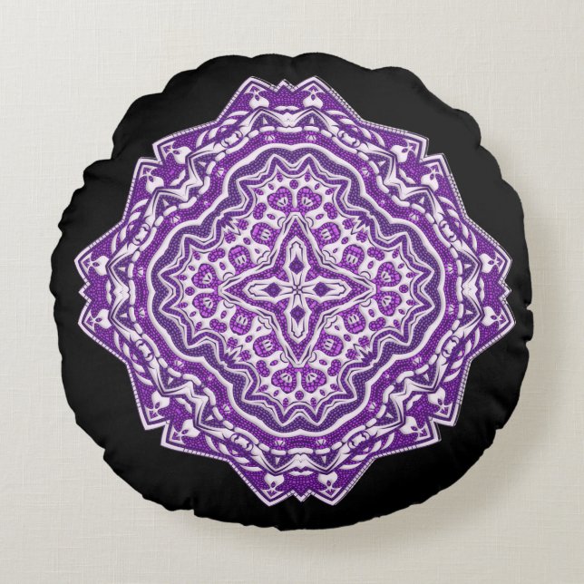 almohada morada de mandala (Anverso)