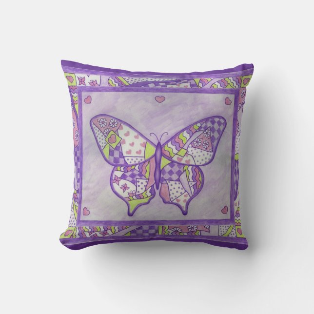 Almohada morada de mariposa (Anverso)