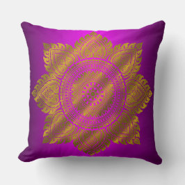 Almohada Morada de Tirar Mandala de Oro de Lujo