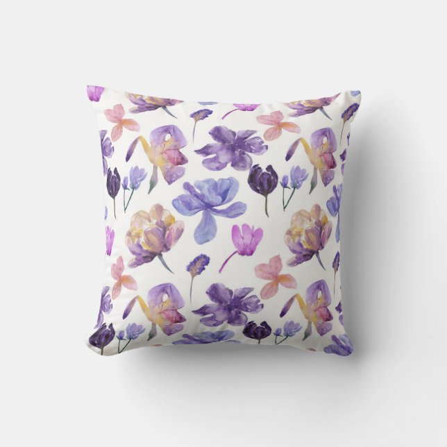 Almohada morada floral moderna (Anverso)