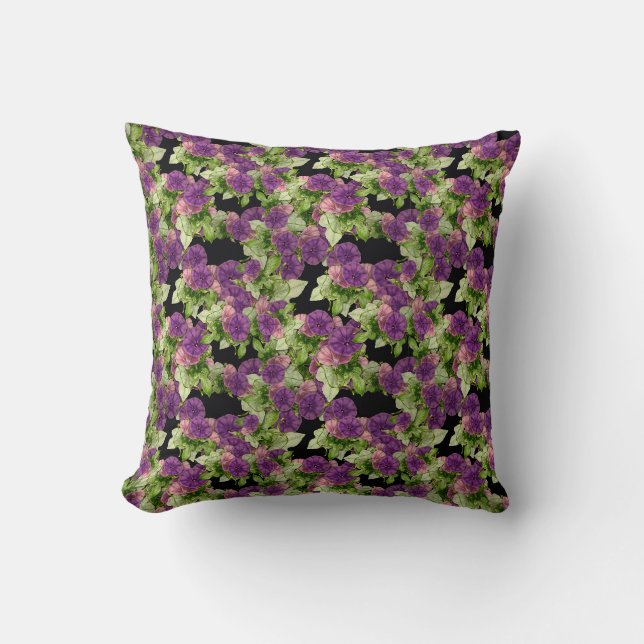 Almohada Morada Rosa Floral Glory Morning (Anverso)