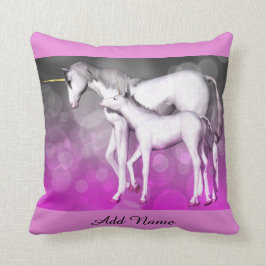 Almohada morada rosa personalizada de Unicornio