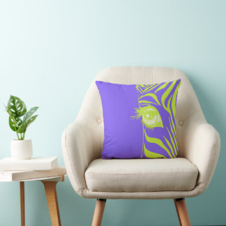 Almohada morada y amarilla de cebra desparejada