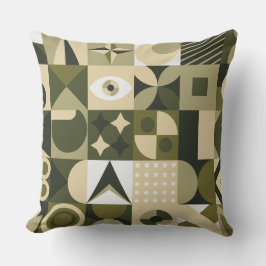 Almohada Mosaico Geométrico Abstracto de Oliva y S