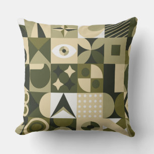 Almohada Mosaico Geométrico Abstracto de Oliva y S