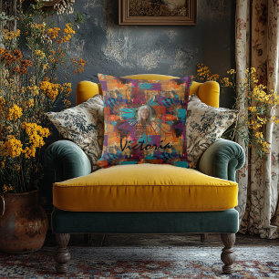 Almohada Multicolor de Foto Personalizada Vibrante