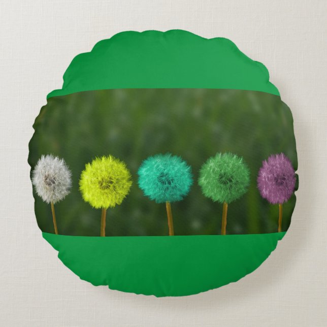 almohada multicolor de tiro redondo. (Anverso)