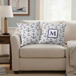 Almohada náutica azul monogramada
