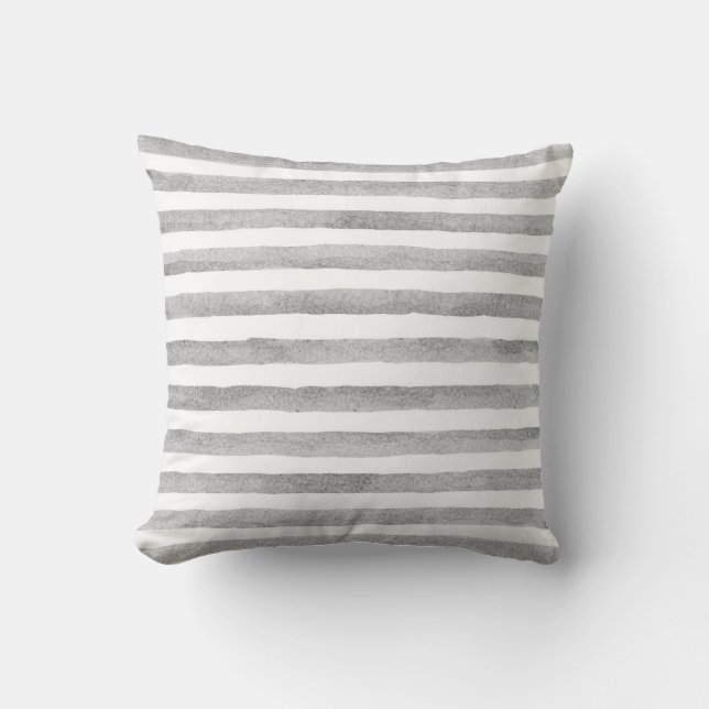 Almohada náutica de la raya gris y blanca de la (Anverso)