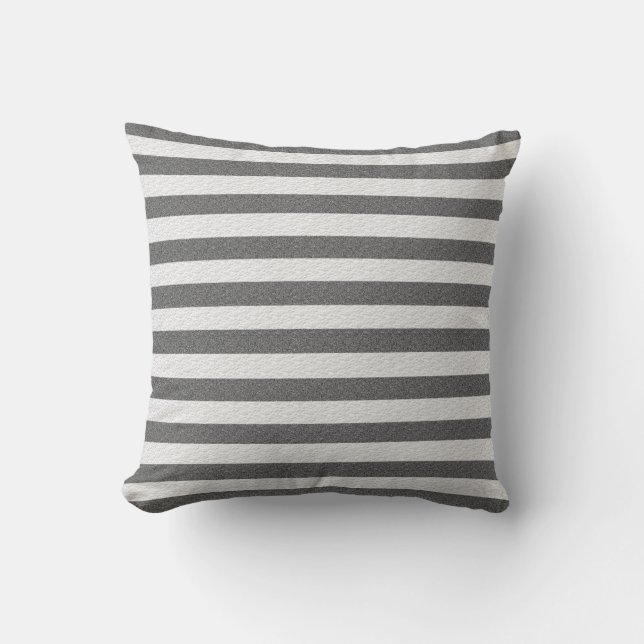 Almohada náutica de la raya negra y gris (Anverso)