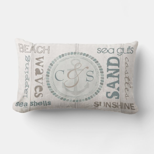 Almohada náutica de madera de la playa del (Anverso)