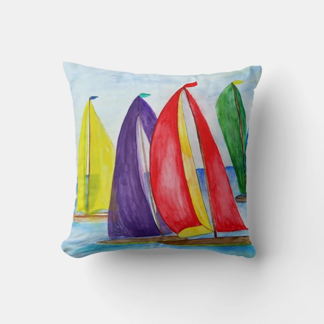 Almohada Náutica de Velas Coloridas (Anverso)