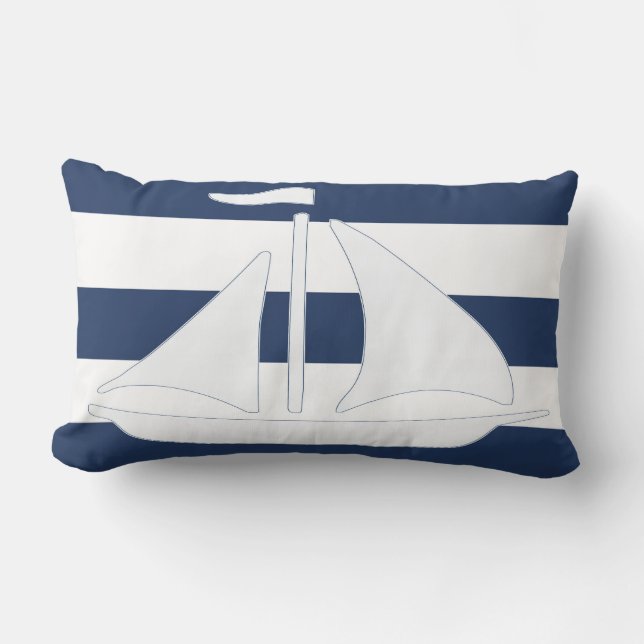 Almohada náutica del Lumbar de la raya azul del (Anverso)