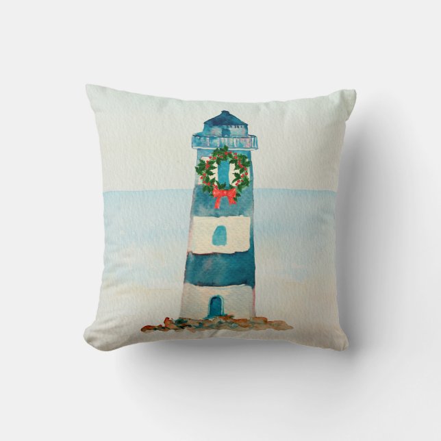 Almohada náutica del navidad de la acuarela del (Anverso)