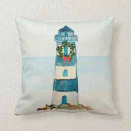 Almohada náutica del navidad de la acuarela del