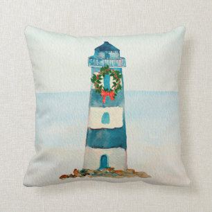 Almohada náutica del navidad de la acuarela del