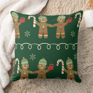 Almohada Navideña Acogedora con Bastones de Carame