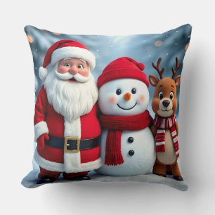 Almohada Navideña de Santa Claus, Muñeco de Nieve