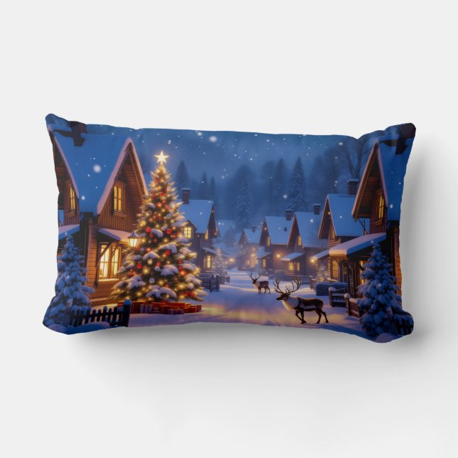 Almohada Navideña de Santa y Reno Lindo (Reverso )