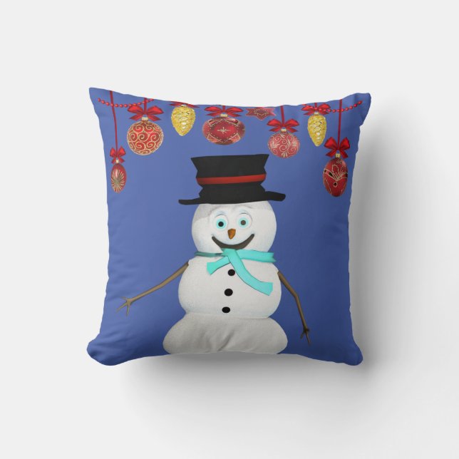 Almohada Navideña de Tirar Muñeco de Nieve (Anverso)