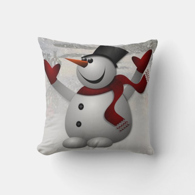 Almohada Navideña de Tirar Muñeco de Nieve (Anverso)