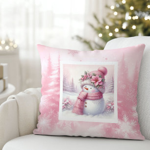 Almohada Navideña Infantil Bosque Invernal Rosa En