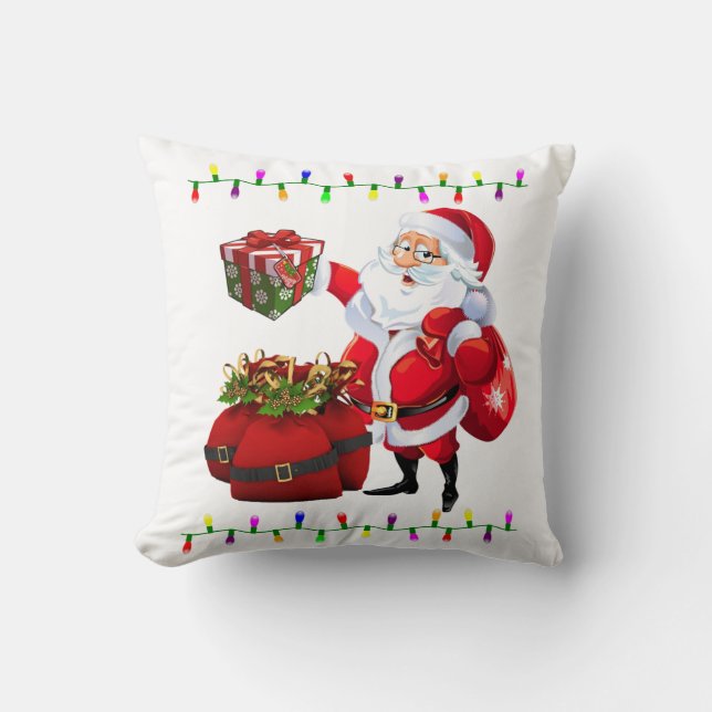 Almohada Navideña, Luces de Santa (Anverso)