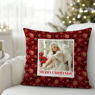 Almohada Navideña Victoriana Soñadora Ángel Rojo y