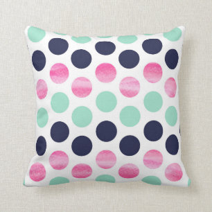 almohada Navy Pink and Mint Throw. Decoración de