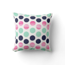 almohada Navy Pink and Mint Throw. Decoración de a