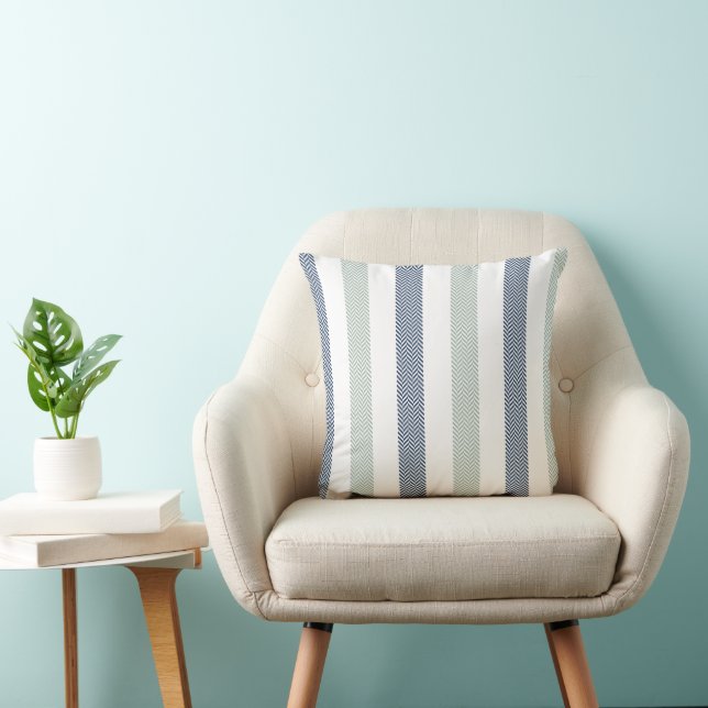 Almohada Navy y Verde Salvia en Espiga (Silla)