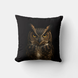 Almohada Negra 4 Luxe MoJo, Búho Ojo Dorado