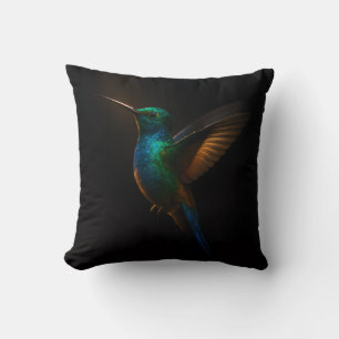 Almohada Negra 4 Luxe MoJo, Colibrí Volador