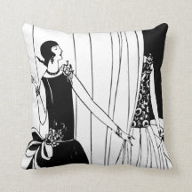 Almohada negra/blanca del art déco de la aleta