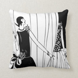 Almohada negra/blanca del art déco de la aleta