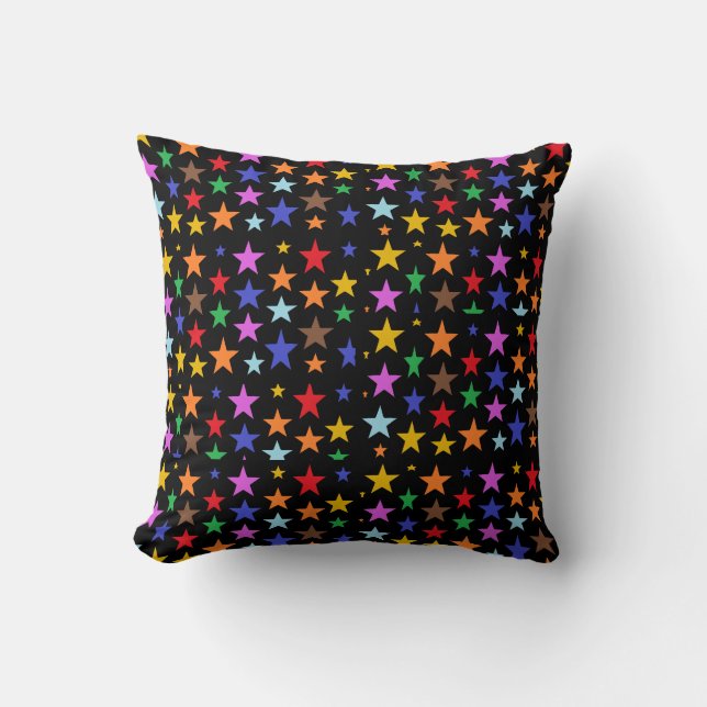 Almohada Negra con Estrellas para tu Cama o Sofá (Anverso)