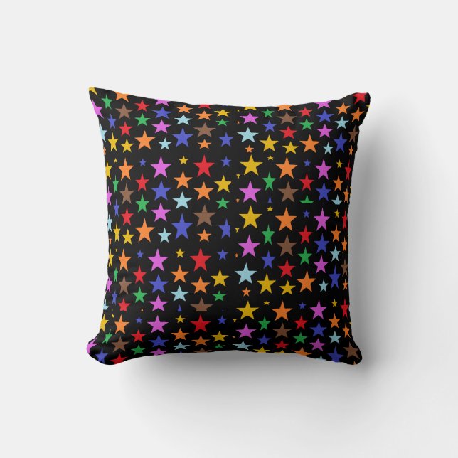 Almohada Negra con Estrellas para tu Cama o Sofá (Anverso)