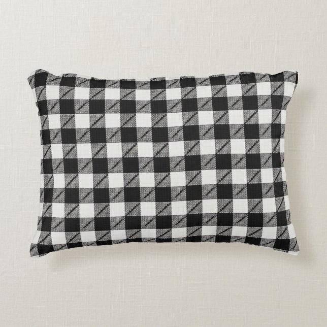 almohada negra de gingham (Anverso)