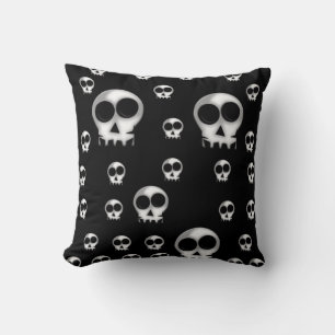 Almohada Negra de Halloween con Decoración de Crán